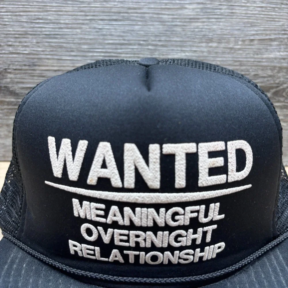 Vintage Mohr's Wanted Meaningful Overnight Relationship Trucker Hat Snapback